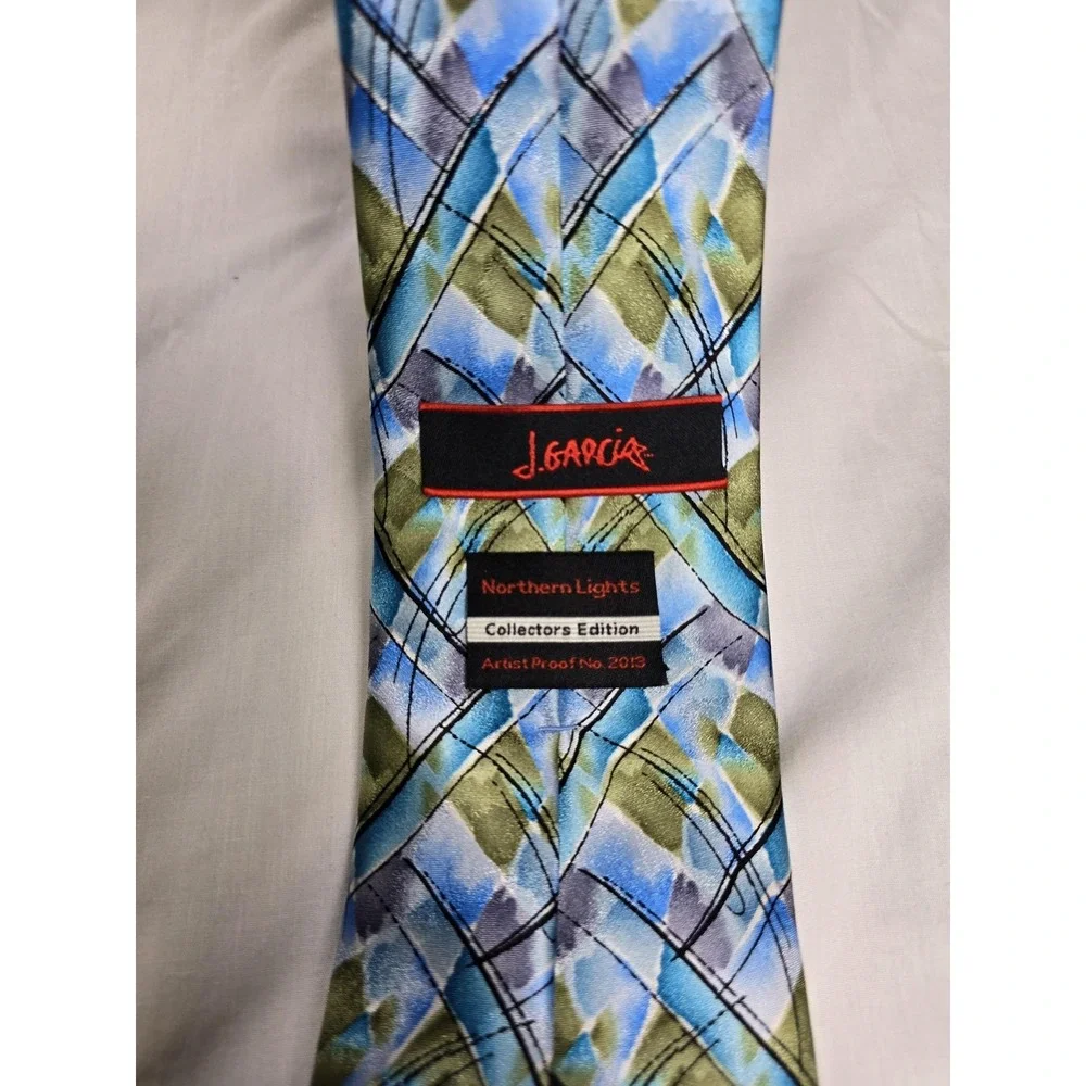 J Garcia Silk Tie Mens Blue Northern Lights Collectors Edition‎ Artist Proof